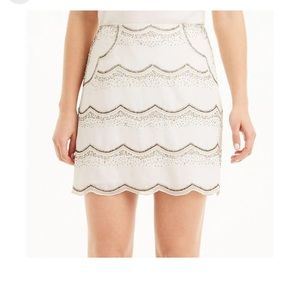 Club Monaco Scalloped Embellished Skirt Cream